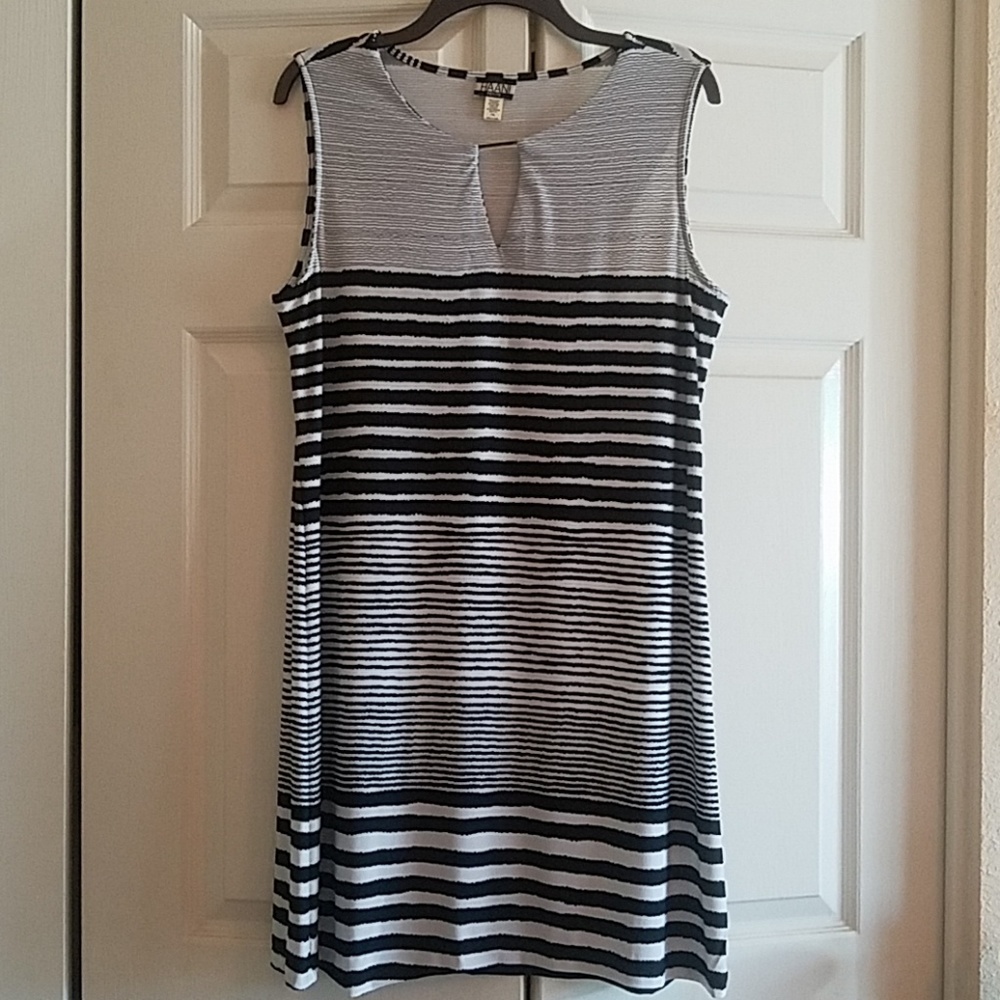 Black and white striped dress